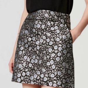 LOFT Floral Jacquard Print Pocketed Shift Skirt